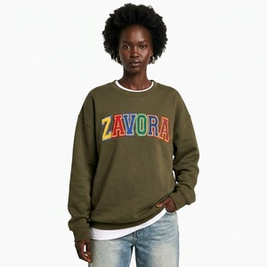 Vintage Style Acid Washed 100% Cotton Sweatshirt Multicolor Embroidery Design Crewneck Unisex Long Sleeve Hoodies - Product Image 1