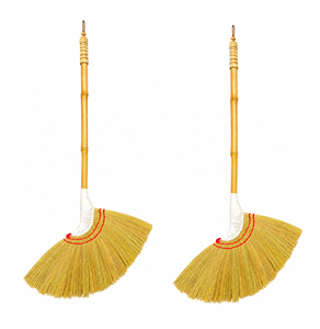 Eco Friendly Classic Bamboo <b>Handle</b> Grass <b>Broom</b> Medium Bristle Durable Indoor Floor Cleaning Tool 45in and Above - Product Image 1