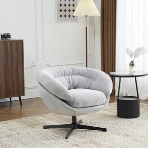Poltrona da Ufficio COMFY in Metallo Nero, Rivestita in Ciniglia, Girevole a 360 Gradi, con Cuscino Rimovibile per Soggiorno - Product Image 1