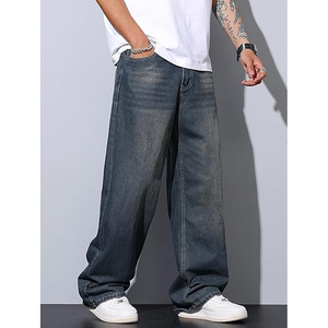 Pantalones Vaqueros de Mezclilla Lavada para Hombre, Estilo Vintage, Corte Holgado, Recto, Color Sólido, Moda Urbana, Otoño-Invierno - Product Image 4