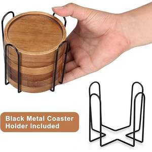 Juego de 6 Posavasos de Madera de Acacia Modelo D0100X3152J, Elegante Decoración para Mesa de Centro, Soporte Promocional - Product Image 3