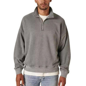 Sweat-shirt en molleton gris pour homme, col montant, coupe classique, pull décontracté pour l'automne - Product Image 1