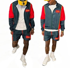 Séchage rapide fermeture éclair à manches longues vestes coupe-vent dessin Shorts ensembles Logo personnalisé hommes vêtements de rue haute qualité survêtements 2024 - Product Image 1