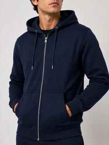 Men's Hooded Pullover Sweatshirt Winter Solid Color Fleece Casual Regular Sleeve <b>Black</b> Trim Design <b>Zipper</b> <b>Hoodie</b> Quick Dry - Product Image 5