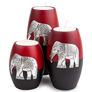 Aqdus Saleem Handmade Bamboo Wood Carved <b>Elephant</b> Hurricane <b>Candle</b> <b>Holder</b> Set-Square Shape Tribal Art Wholesale - Product Image 4