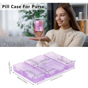 Portable 7-Compartment Folding Design Daily <b>Pill</b> Organizer Travel-friendly <b>Pill</b> Storage Case with Purse Pocket <b>Holder</b> - Product Image 3