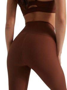 Ensemble 2 pièces OEM personnalisé avec soutien-gorge de sport halter à lacets sur le devant et taille haute, et leggings de fitness/yoga compressifs froncés, grandes tailles - Product Image 4