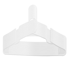 Appendiabiti in plastica bianca ultra sottile da 0,5 cm, confezione da 50, struttura superiore triangolare stabile, design con intaglio più ampio, antiscivolo per pantaloni, tipo PET - Product Image 2