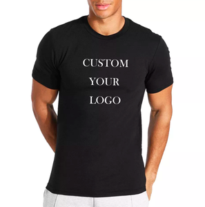 Custom Logo Men's <b>Black</b> O-Neck Short Sleeve Cotton Jersey T-<b>Shirt</b> Oversized Fit Casual Front Print Anti-Pilling 180g - Product Image 4