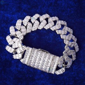 Bracelet cubain à maillons baguette serti de diamants incolores cultivés en laboratoire, style hip-hop, pour homme - Product Image 2
