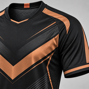 Uniforme de football en cuivre noir personnalisable, maillot et short de football sublimés avec logo personnalisé, kit d'équipe - Product Image 4