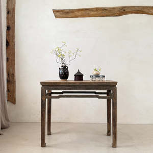 Mesa Consola Pequeña de Olmo Antiguo, Aparador Rústico de Madera Maciza Reciclada para Entrada, Escritorio de Altar Chino Vintage, Estilo Wabi Sabi para Sala de Estar - Product Image 4