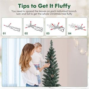 Albero di Natale Artificiale Verde da 2,4 m con 214 Rami Folli e 25 Pigne Realistiche, Funzionamento a Batteria, Supporto Pieghevole in Metallo - Product Image 6