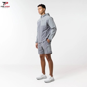 Conjunto de Pantalones Cortos y Chaqueta Cortavientos de Poliéster con Capucha para Hombre, Personalizable, Antiestático, Vintage, de Secado Rápido, Ligero, Informal para Exteriores - Product Image 5