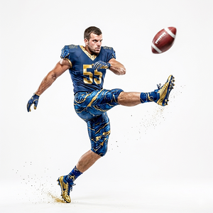 Vêtements de sport de qualité supérieure, uniforme de football américain de couleur bleu royal avec une touche dorée, vêtements de sport très demandés, sur mesure - Product Image 1