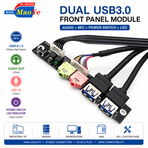 Carte <span class=keywords><strong>de</strong></span> panneau avant I/O 2 ports USB 3.0 Audio HD Interrupteur d'alimentation Câble d'extension Gaine PVC Blindée Serveur <span class=keywords><strong>PC</strong></span> Industriel ATX En Stock - Product Image 3