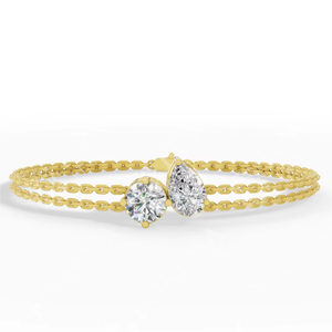 18K Gold Lab Grown Diamond Toi Et Moi <b>Bracelet</b> | Pear Cut Double Strand <b>Bracelet</b> | IGI Certified Luxury Jewelry Anniversary Gift - Product Image 5
