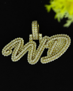 Colgante de Letra Chapado en Oro de 18K con Moissanita y Plata 925, Corte Brillante, Microincrustaciones, Lujo, Temática Hip Hop, Unisex - Product Image 1