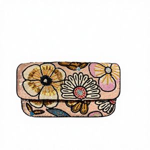 Bolso de Hombro Cuadrado de Lujo Hecho a Mano con Cuentas y Flores, Cartera de Noche para Mujer con Lentejuelas Bordadas, Elegante Bolso de Fiesta de Diseñador con Anillo de Nylon - Product Image 1