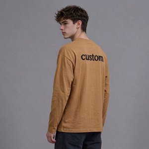 Camiseta Básica de Algodón Premium para Hombre, Blanca, 100% Algodón, Manga Larga, Cuello Redondo, Corte Recto, Prenda Casual Esencial para el Armario, Venta al Por Mayor - Product Image 6