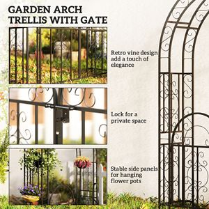 Arco de Jardín de Acero de 7.4 pies, Pórtico Exterior para Plantas Trepadoras, Rosas, Enredaderas, Soporte para Arco de Boda, Cercado y Enrejado - Product Image 4