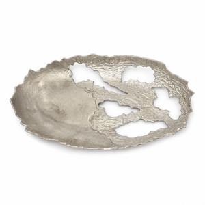Handcrafted Modern Aluminium Decorative Centerpiece Tray with Organic Cutout Design for Diwali Home Decor - Product Image 2
