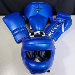 Ensemble de gants de boxe, protège-tête et protège-gland en cuir véritable de qualité supérieure avec logo personnalisé, équipement professionnel d'entraînement et de sparring - Product Image 5