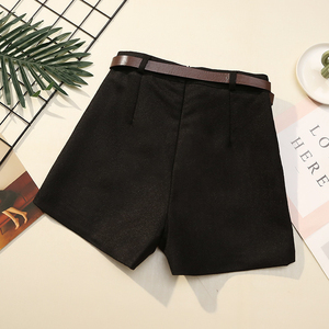 Women's High Waist Solid Color Shorts With Belt Casual Style Regular Fit Woven Fabric Anti-Wrinkle Design - Product Image 2