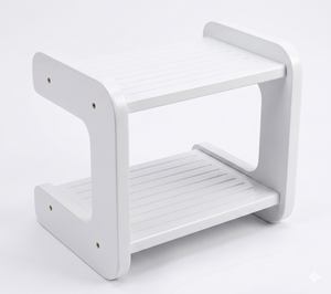 White Wooden Two Tier <b>Step</b> Stool <b>For</b> Kids And Adults Multi Purpose Anti Slip Bathroom Toddler Stool <b>For</b> <b>Kitchen</b> Sink Potty Train - Product Image 4
