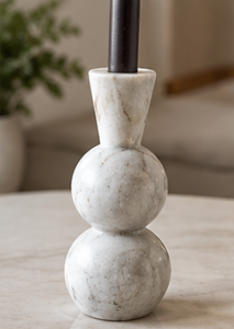 Ensemble de 3 porte-bougies en marbre avec design sphérique pour bougies coniques, décoration de table à manger, décoration de la maison - Product Image 4