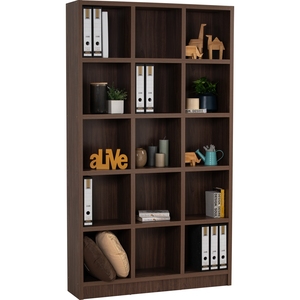 Walnut Finish Knock <b>Down</b> Cube Bookcase Storage Shelf Modern Freestanding Display Cabinet for Home Office - Product Image 3