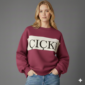 Sweat-shirt oversize en molleton de coton pour femme, col montant, épaules tombantes, manches longues, coupe carrée, fabriqué en usine - Product Image 6