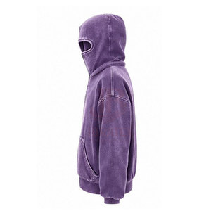 Sweat à capuche masqué surdimensionné personnalisé unisexe streetwear délavé à l'acide, pull cagoule tendance avec logo de marque personnalisé - Product Image 5
