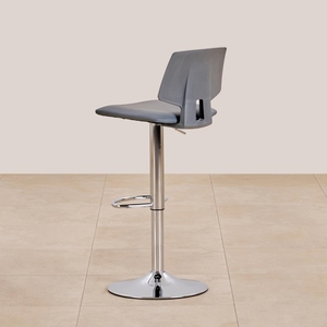 High <b>Back</b> Adjustable PU Leather Bar Chair Brown White Color Counter Height <b>Stool</b> Metal Base Contemporary Design Commercial Use - Product Image 4