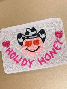 Pochette zippée artisanale perlée, motif dessin animé cowboy/cowgirl, sac portefeuille carré en feutre non tissé brodé, usage quotidien pour cadeau ou fête - Product Image 4