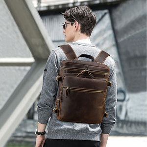 Sac à dos pour homme en cuir véritable durable, fermeture magnétique, léger, résistant à l'eau, pour voyage, randonnée, ordinateur portable - Product Image 3