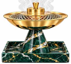 Luxury Home Fragrance Diffuser Set Featuring <b>Cone</b> Marble Stands Handmade Metal <b>Incense</b> Burner with Traditional Design for Decor - Product Image 4