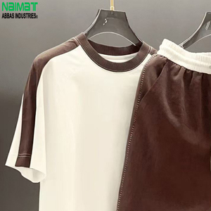 Conjunto de Camiseta y Pantalones Cortos para Hombre, Diseño Color Block, Transpirable, de Algodón Tejido, Ropa de Verano, NAIMAT ABBAS INDUSTRIES - Product Image 2