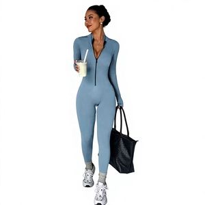 <b>jumpsuit</b> Yoga <b>Jumpsuit</b> Women Zipper Full Sleeve One Piece Gym Suit Fitness Set Comfort <b>Workout</b> Romper Elastic - Product Image 1