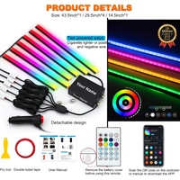 Оптовый комплект динамических RGB LED-лент 6-в-1: акриловая подсветка Dreamcolor для салона автомобиля с беспроводным управлением через приложение, умные светодиодные ленты