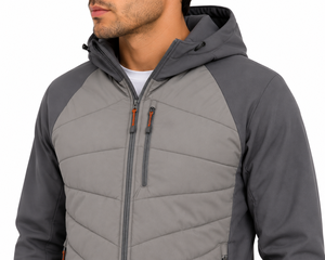Men's Premium <b>Grey</b> Hooded Quilted <b>Jacket</b> Lightweight Breathable Winter Full Sleeve Outdoor Stylish Padded Streetwear - Product Image 4