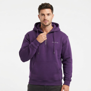 Sweat à capuche d'hiver en coton de qualité supérieure, demi-zip, pour homme, avec cordon de serrage, taille standard, vente en gros - Product Image 4