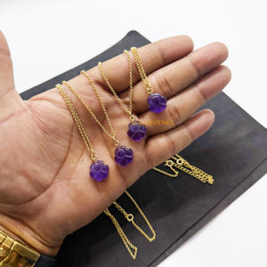 Collar con Colgante de Amatista con Forma de Huella de Perro, Chapado en Oro de 18k, Joyería con Gema Tallada a Mano, Venta al Por Mayor para Revendedores - Product Image 4