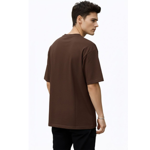 Camiseta de Manga Corta para Hombre, Cuello Redondo, Color Marrón, Corte Regular, Estilo Casual, de Algodón Jersey - Product Image 1