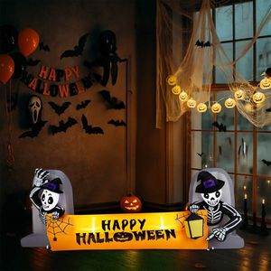 9,6 piedi grande scheletro di Halloween pietra tombale gonfiabile giardino all'aperto decorazioni per feste led incorporati per giardino prato decorazione - Product Image 6