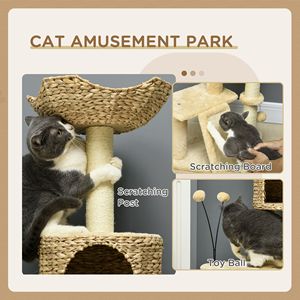 Parco Giochi per Gatti da Interno Beige con Struttura per Arrampicata e Tiragraffi, Confezionato in Cartone - Product Image 6