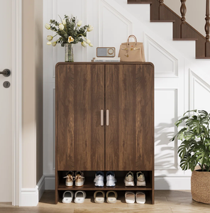 Meuble à chaussures moderne et minimaliste en bois, meuble à chaussures pliable multi-niveaux, étagère à chaussures en bois pour salon - Product Image 1