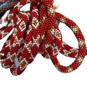 Dark Red Color Shade Glass <b>Beads</b> Roll Bracelets for Children's-Romantic Tassel Design Buddhism Gift - Product Image 1