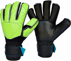 Purple White Latex Football Goalkeeper Gloves Yellow Accents Full Finger Non Slip Palm Adjustable Wrist Strap High Quality - Product Image 3