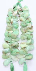 Crisoprasa natural lisa en forma de pera, cuentas de crisoprasa largas en forma de pera de 8 pulgadas, hilo de cuentas de crisoprasa lisas para joyería. - Product Image 2